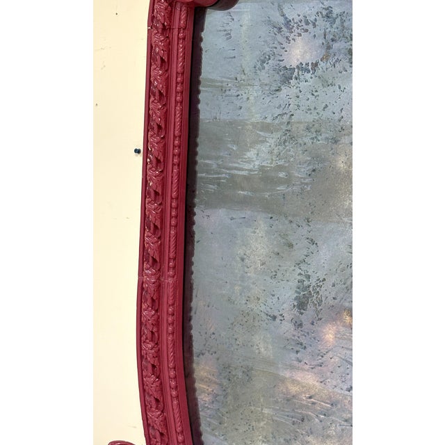 19th Century Large Rococo/ Baroque Design Ornately Carved Wood Wall Mirror With Aged Glass For Sale - Image 11 of 18