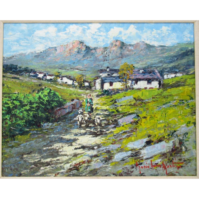Vintage cicra, 1940s-50s, Italian Impressionist landscape oil painting by Mario de Martino, (In Italian de = di). This...