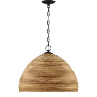 Marigot Rattan Single-Light Dome Pendant For Sale