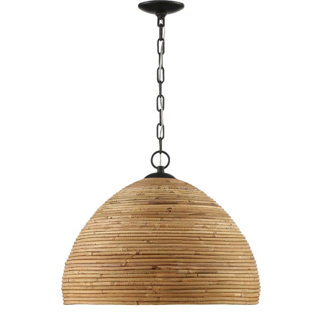 Marigot Rattan Single-Light Dome Pendant For Sale