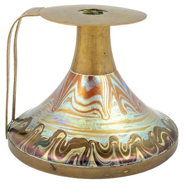 Gold Art Noveau Austrian Colorful Candlestick in Glass from Johann Loetz Witwe, 1900s For Sale - Image 8 of 8