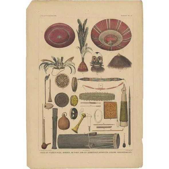 Temminck, Tools from Borneo, Indonesia, 1840, Print For Sale - Image 5 of 5