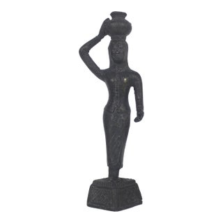 Vintage Bronze Patinated South East Asian Female Art Sculpture For Sale