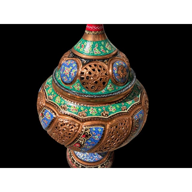 Vintage Hand Painted Openwork Copper Urn For Sale - Image 13 of 13
