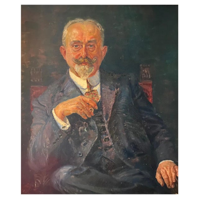 Hannes Fritz-München, Grandpa, Oil on Canvas, 1927 For Sale
