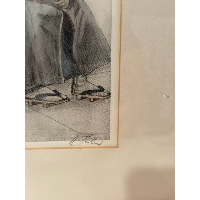 1940s Seiler, Willy. “Short Rest” Original Japanese Hand-Colored Etching, Framed For Sale - Image 4 of 12