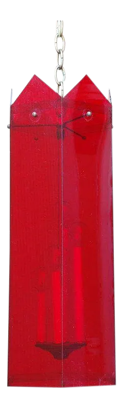 1970s Red Lucite Hexagonal Lantern