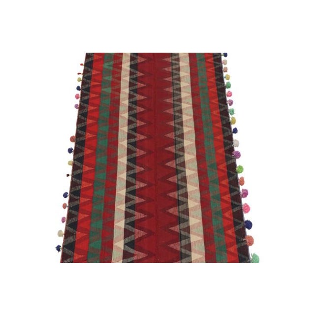 1950s 1950s Vintage Persian Kilim in Red With Plaid Multicolor Stripes by Rug & Kilim For Sale - Image 5 of 7