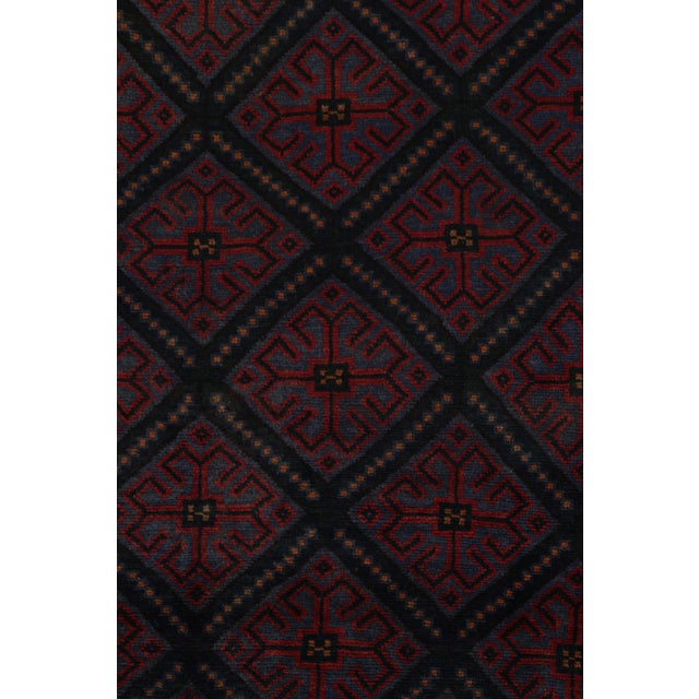 Textile Rug & Kilim’s Afghan Baluch Tribal Rug in Burgundy and Blue Geometric Patterns For Sale - Image 7 of 7
