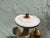 Vintage Bohemian Style Opal Glass Tazza With Green Trim on Cherub Pedestal Base For Sale - Image 12 of 12