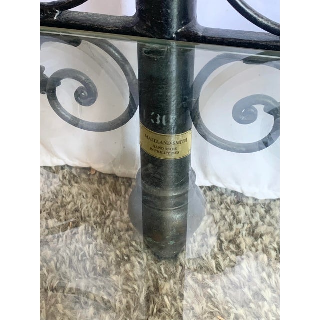 Vintage Wrought Iron Oval Two Tier Glass Top Console Table by Maitland Smith For Sale - Image 11 of 11