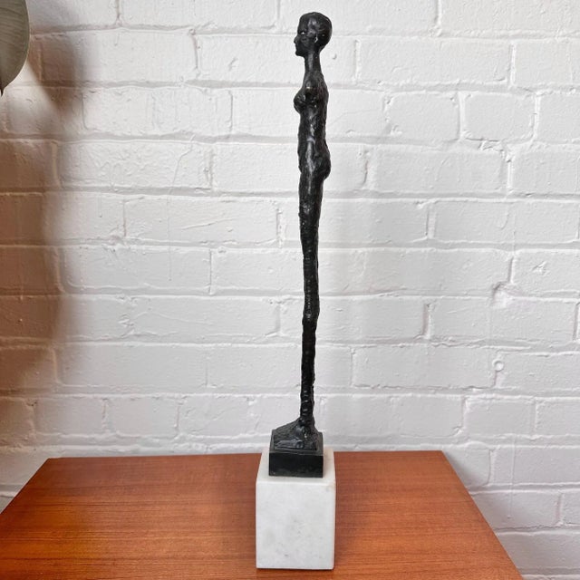 Italian modernist 20th century etruscan style "investment casting" bronze sculpture of a elongated female nude "Ombra...