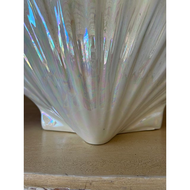 Mid-20th Century Iridescent Ceramic Shell Form Vase Attributed to Rosenthal Netter For Sale - Image 9 of 9