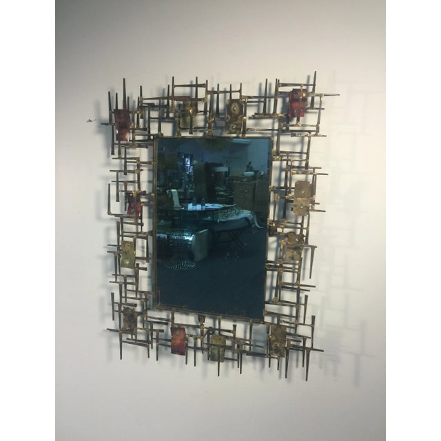 Mid-Century Modern Brutalist Nail & Metal Mirror by Silas Seandel For Sale - Image 3 of 8