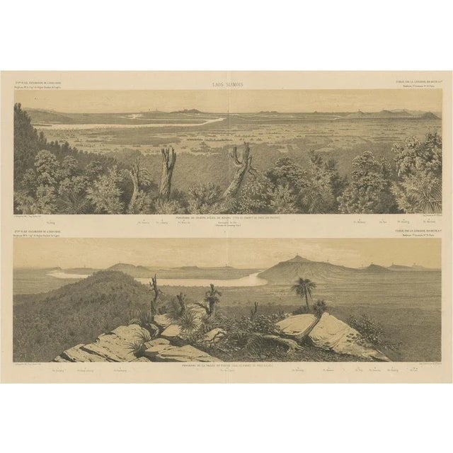 Large Antique Print with panoramic views of Khong Island and a Valley by F. Garnier, Laos For Sale - Image 6 of 6