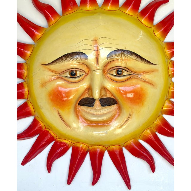Monumental Signed Sergio Bustamante "Un Hombre con Bigote" Smiling Sun Sculpture For Sale - Image 13 of 18