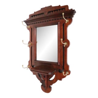 Victorian Eastlake Aesthetic Movement Wall Mirror Hat Rack C. 1880's For Sale