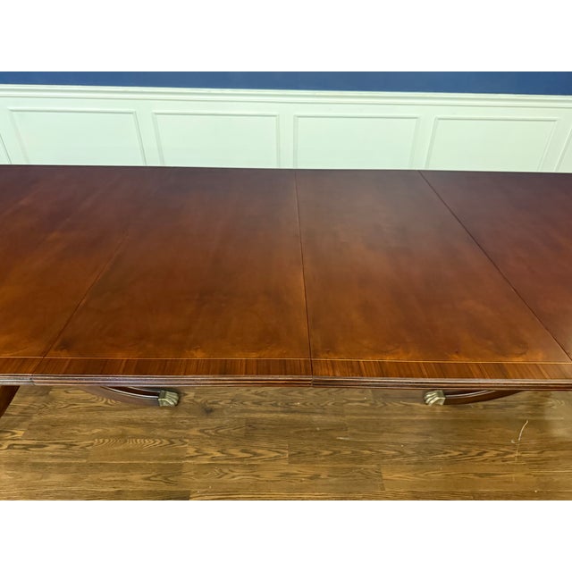 Traditional Georgian Style Banded Mahogany Dining Table by Leighton Hall - Showroom Sample For Sale - Image 9 of 14