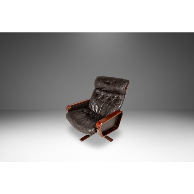 Wood Scandinavian Modern Lounge Chair & Ottoman Set in Beech & Leather by Soda Galvano for Vatne Mobler, Norway, C. 1970s For Sale - Image 7 of 18