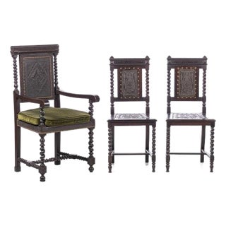 Armchair and Side Chairs, Set of 3 For Sale