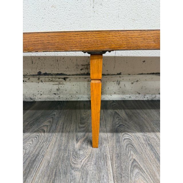 Mid 20th Century Vintage Mid Century Modern 84 Inch Solid Oak Bench For Sale - Image 5 of 12