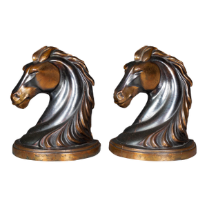 Art Deco Bronze Plated Horse Head Bookends c.1930