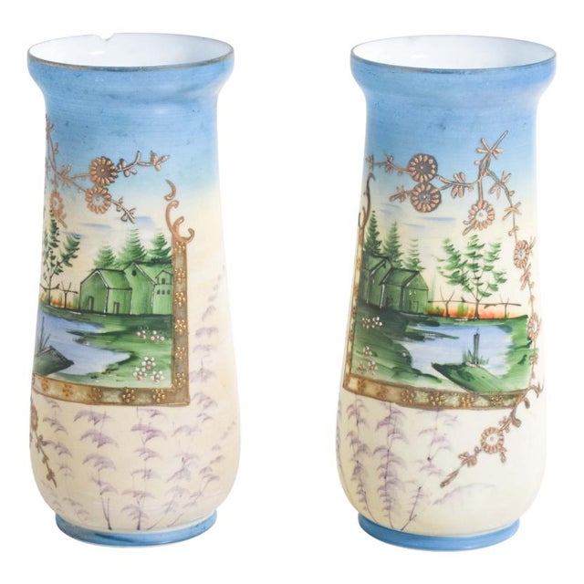 Glass Vases with Wide Mouths, 1910s, Set of 2 For Sale - Image 9 of 9