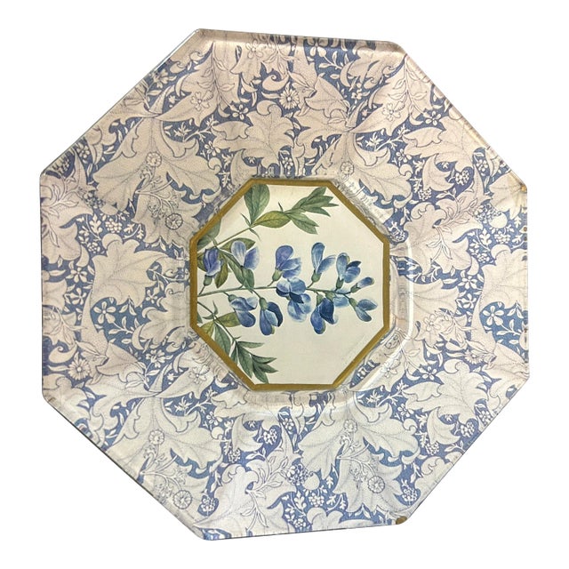 Marye Kelley Signed Floral Decoupage Octagon Plate 5.5 In For Sale