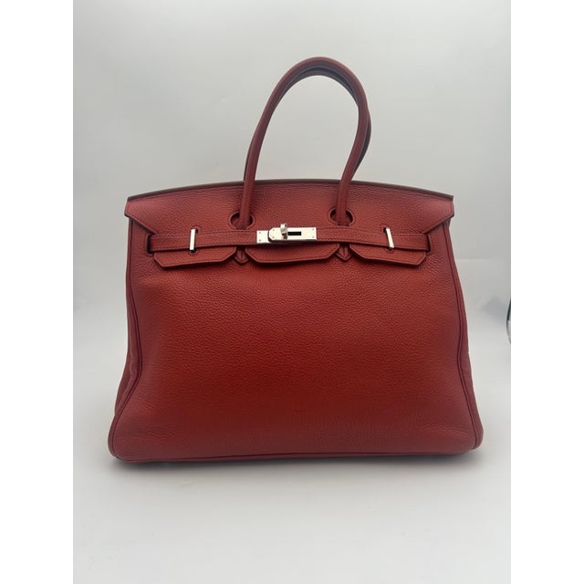 2000 - 2009 Hermès Red Birkin Bag 35 Togo Leather 2009 For Sale - Image 5 of 12