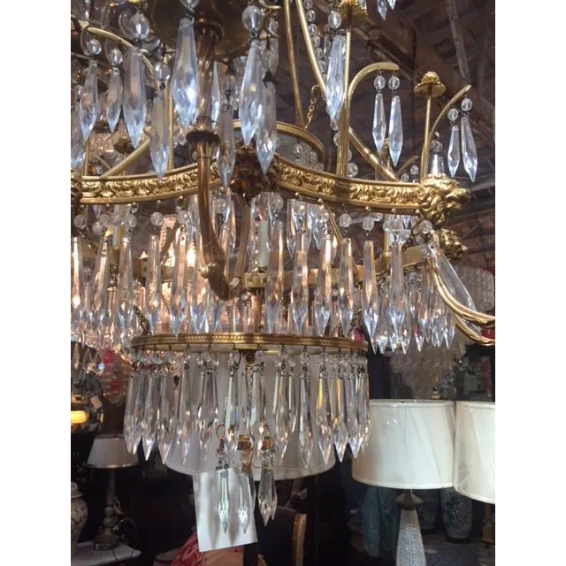 Vintage Neo-Classic Brass Dore Chandalier For Sale - Image 9 of 13