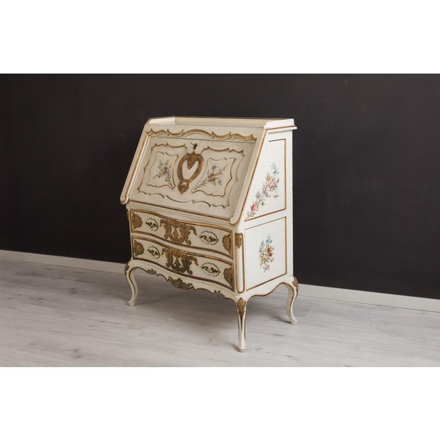 Hand-Painted and Gilded Secretaire, 1950s For Sale - Image 3 of 9