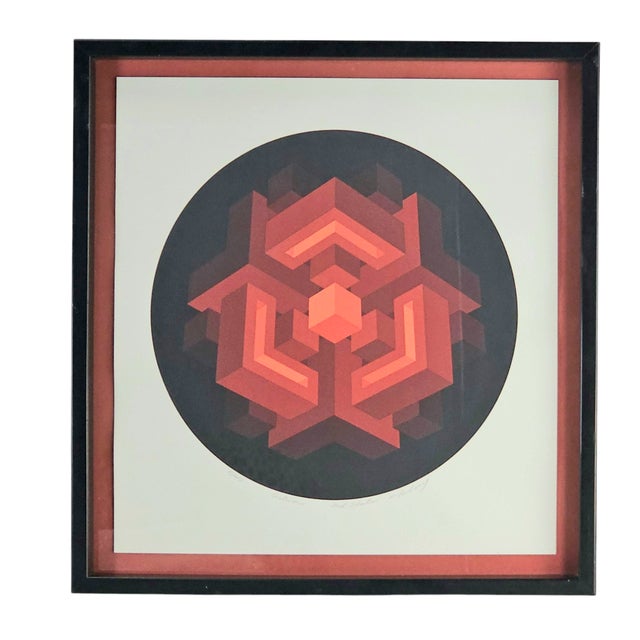 A signed late twentieth-century serigraph by American artist Brian Halsey titled Centrion, numbered 5 from an edition of...