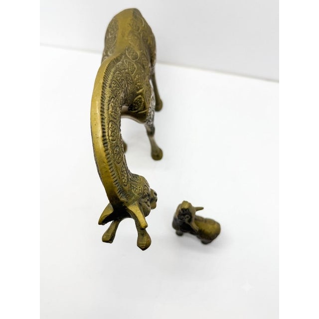Leonard Vintage Leonard Solid Brass Giraffe Mother and Baby Statues - Pair For Sale - Image 4 of 5