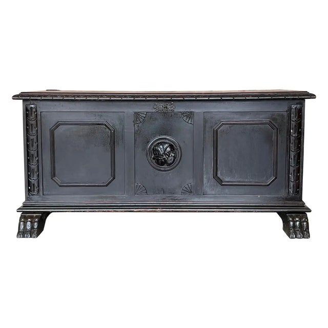 18th Century Italian Carved Cassone Trunk With Inside Carved Raised Panel For Sale - Image 12 of 12