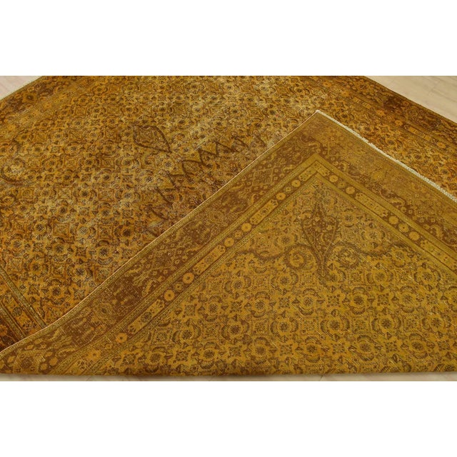Mood Rug 7’8” X 10’4” Gold Wool Vintage Overdyed Hand-Knotted Carpet For Sale - Image 13 of 14