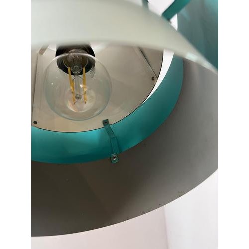 White, Grey, and Turquoise Pendant Lamp by Jo Hammerborg for Fog & Mørup For Sale - Image 9 of 11