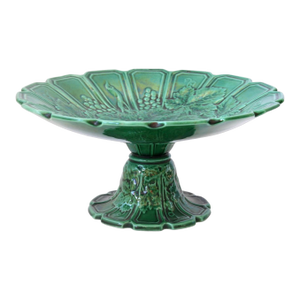 Antique French Green Majolica Compote