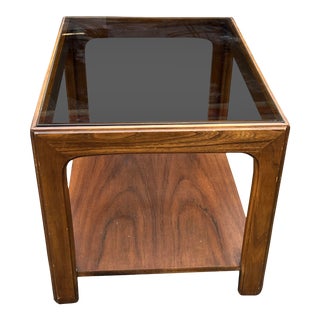 1970s Smoky Black Glass Lane Style End Table For Sale