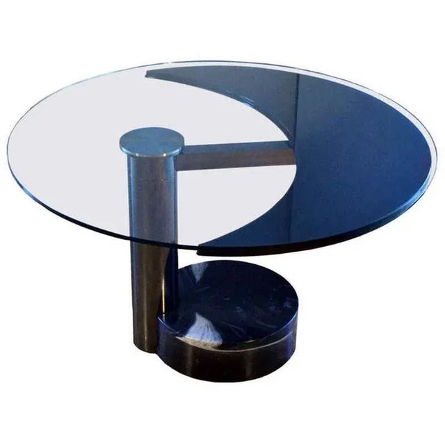 Round & Oval Dining Table with Glass & Black Top by Mario Mazzer for Zanette For Sale - Image 14 of 14