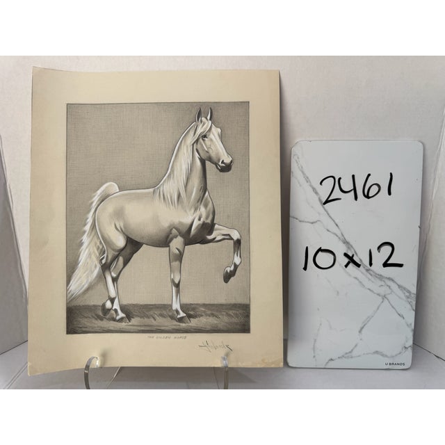 Paper 1940s Original Signed Graphite Illustration of "The Golden Horse," 12 × 10 In. For Sale - Image 7 of 7