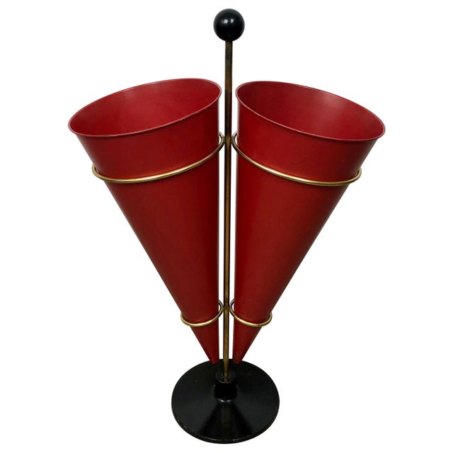 Metal & Brass Red Cone Umbrella Stand from Vitra, Italy, 1970s For Sale - Image 11 of 11