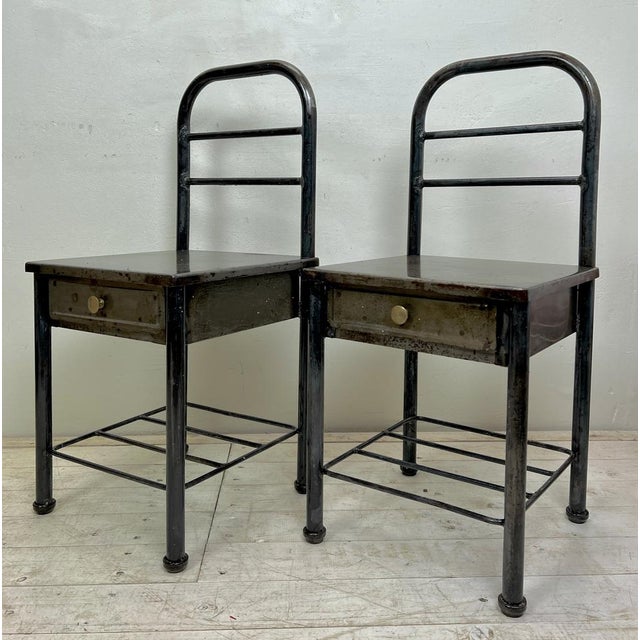 French Industrial Steel Nightstands, 1950s, Set of 2 For Sale - Image 4 of 17
