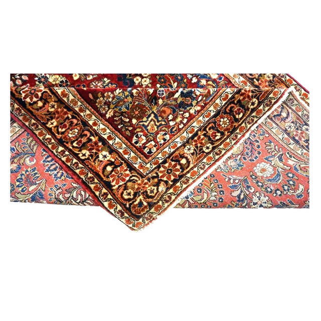 Antique Persian Sarouk Wool 4x6 Red, Orange & Ivory Handmade Area Rug #9902994 For Sale In Houston - Image 6 of 7