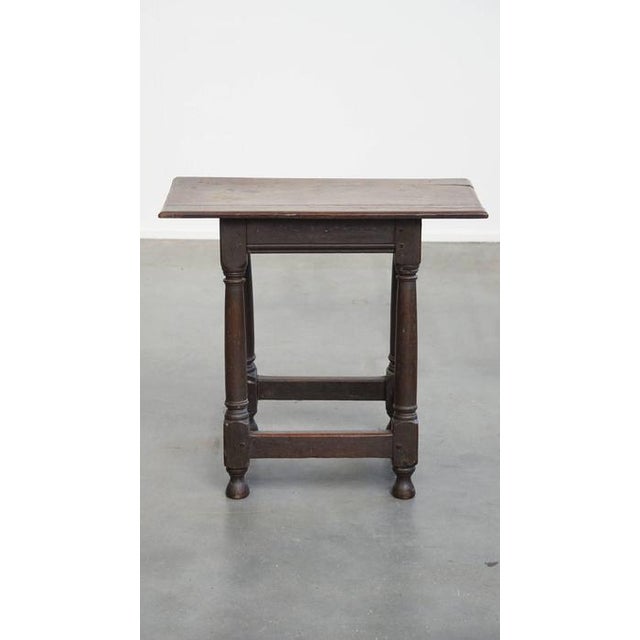 Offered is this charming, large antique English side table/ stool with a beautiful patina. This beautiful and...