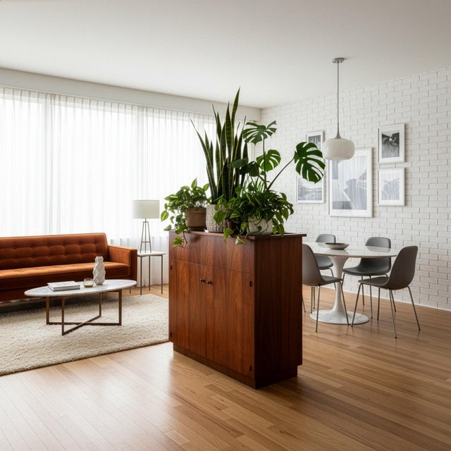 Mid-Century Modern 1960s Mid-Century Modern Walnut Trough Planter Room Divider Cabinet For Sale - Image 3 of 16