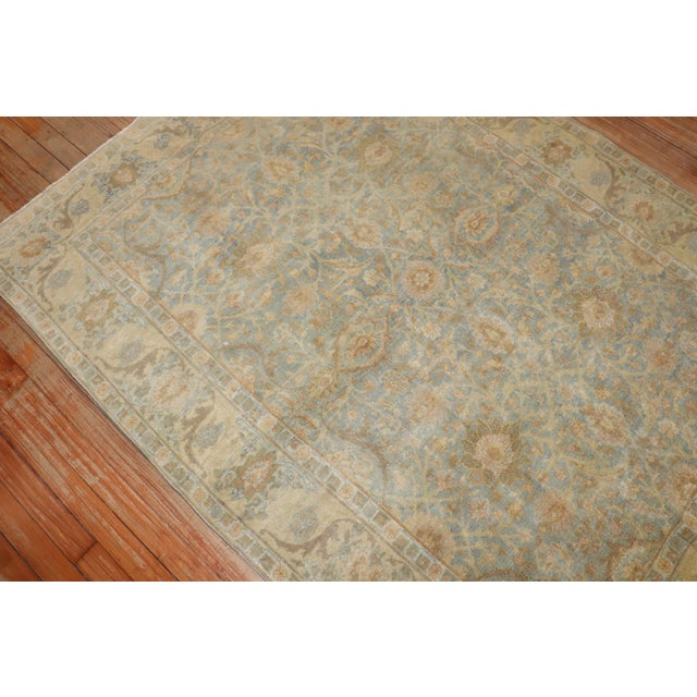 Zabihi Collection Light Blue Antique Persian Tabriz Carpet - 4'5" x 6' For Sale - Image 10 of 11