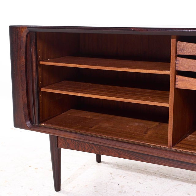 Bernhard Pedersen & Son Bernhard Pedersen Mid Century Danish Rosewood Tambour Door Credenza and Hutch For Sale - Image 4 of 10