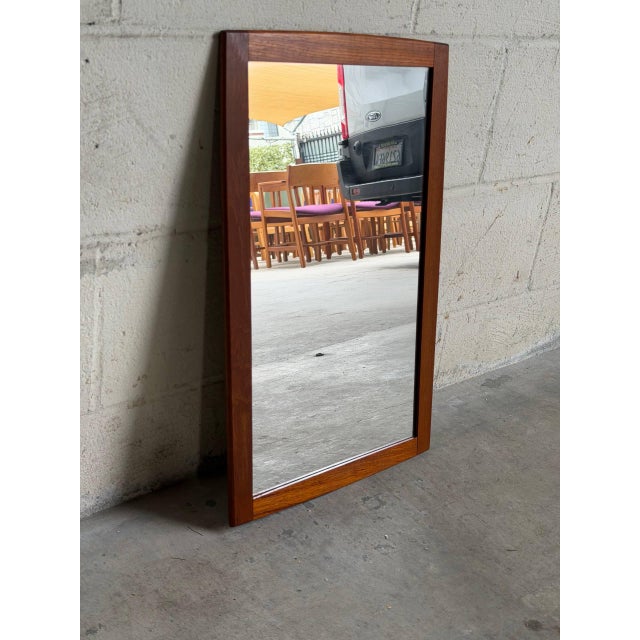 Vintage Danish Modern Teak Wall Mirror Mid Century Scandinavian Rectangular Mirror For Sale In Los Angeles - Image 6 of 10