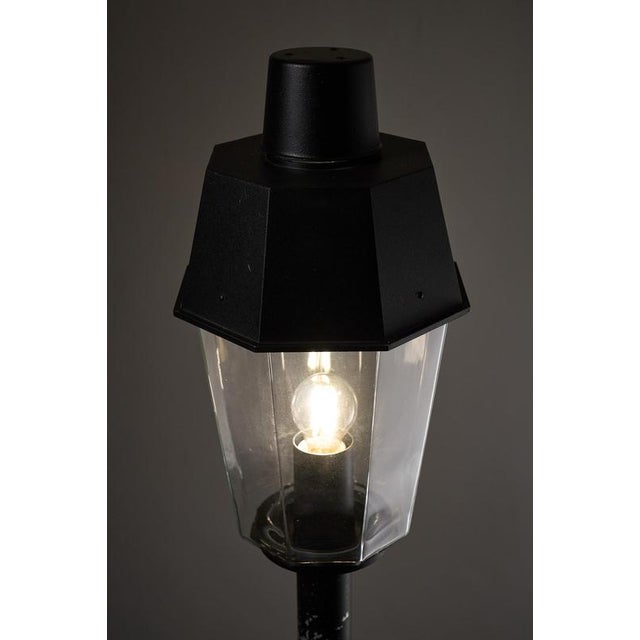 Metal Large German Black Outdoor Pole Lantern from BEGA, 1970s For Sale - Image 7 of 8