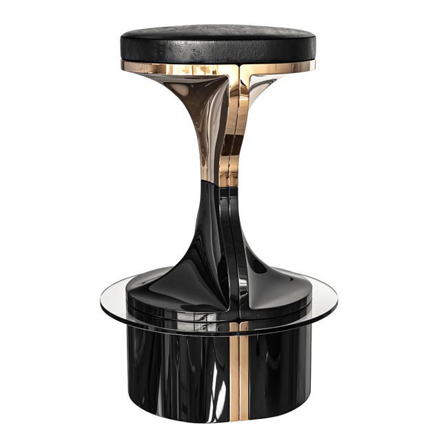 "Passione" Barstool With Bronze and Stainless Steel, Hand Crafted Bizimyer Furniture. Unmatched. Unrivalled. Designed by...